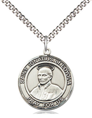 Sterling Silver Saint Ignatius of Loyola Medal Religious Jewelry Engraved Catholic Saint Jewelry