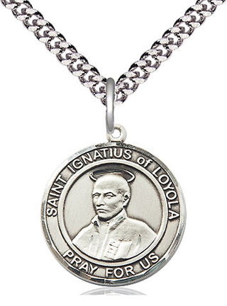 Sterling Silver Saint Ignatius of Loyola Medal Religious Jewelry Engraved Catholic Saint Jewelry