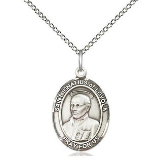 Sterling Silver Saint Ignatius of Loyola Medal Religious Jewelry Engraved Catholic Saint Jewelry