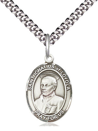 Sterling Silver Saint Ignatius of Loyola Medal Religious Jewelry Engraved Catholic Saint Jewelry