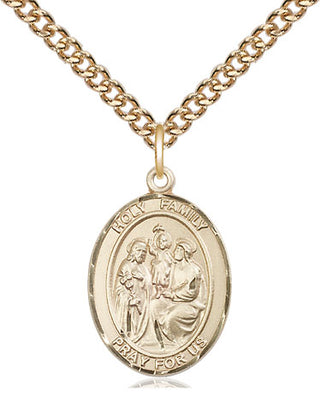 14kt Gold Filled Holy Family Medal Religious Jewelry Engraved Catholic Saint Jewelry