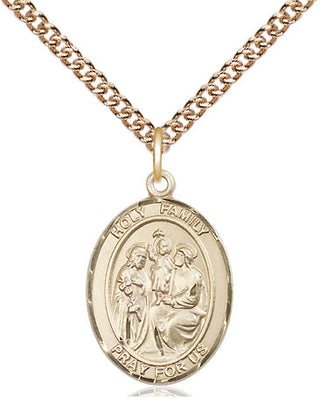 14kt Gold Holy Family Medal Engraved Catholic Saint Jewelry