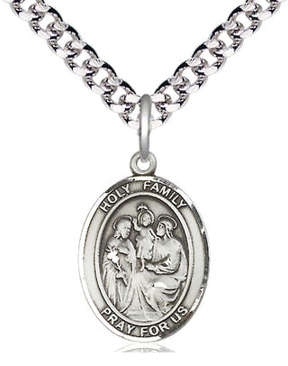 Pewter Holy Family Medal Religious Jewelry Engraved Catholic Saint Jewelry