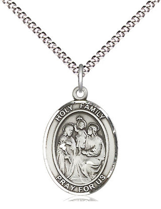 Sterling Silver Holy Family Medal Religious Jewelry Engraved Catholic Saint Jewelry