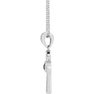 14K White Natural Onyx & .04 CTW Natural Diamond Ankh Cross 16-18' Necklace