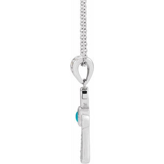 Sterling Silver Natural Turquoise & .04 CTW Natural Diamond Ankh Cross 16-18' Necklace