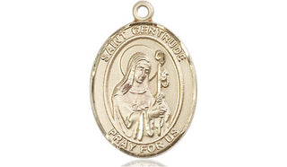 14kt Gold Filled Saint Gertrude of Nivelles Medal Engraved Catholic Saint Jewelry