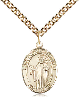 14kt Gold Filled Saint Joseph the Worker Medal Religious Jewelry Engraved Catholic Saint Jewelry