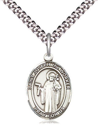 Pewter Saint Joseph the Worker Medal Religious Jewelry Engraved Catholic Saint Jewelry