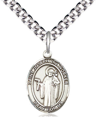 Pewter Saint Joseph the Worker Medal Religious Jewelry Engraved Catholic Saint Jewelry