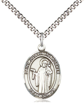 Pewter Saint Joseph the Worker Medal Religious Jewelry Engraved Catholic Saint Jewelry