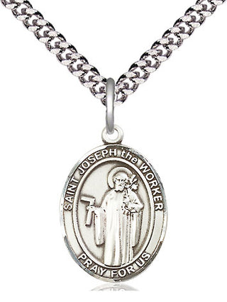 Pewter Saint Joseph the Worker Medal Religious Jewelry Engraved Catholic Saint Jewelry
