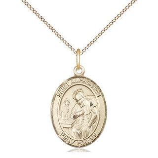 14kt Gold Filled Saint Alphonsus Medal Religious Jewelry Engraved Catholic Saint Jewelry