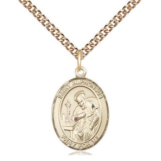 14kt Gold Filled Saint Alphonsus Medal Religious Jewelry Engraved Catholic Saint Jewelry