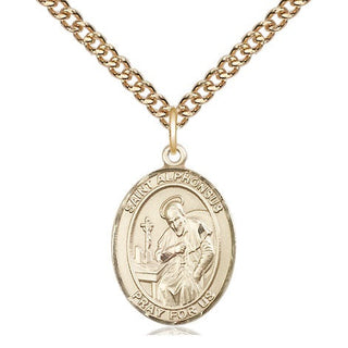 14kt Gold Filled Saint Alphonsus Medal Religious Jewelry Engraved Catholic Saint Jewelry