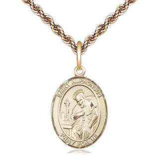 14kt Gold Saint Alphonsus Medal Engraved Catholic Saint Jewelry
