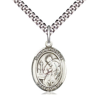 Pewter Saint Alphonsus Medal Religious Jewelry Engraved Catholic Saint Jewelry