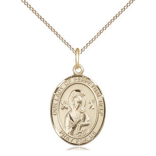 14kt Gold Filled Our Lady of Perpetual Help Medal Religious Jewelry Engraved Catholic Saint Jewelry