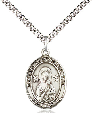 Sterling Silver Our Lady of Perpetual Help Medal Religious Jewelry Engraved Catholic Saint Jewelry