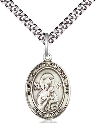 Sterling Silver Our Lady of Perpetual Help Medal Religious Jewelry Engraved Catholic Saint Jewelry