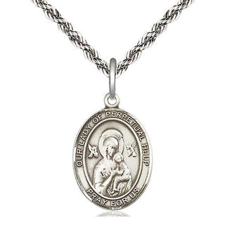 Sterling Silver Our Lady of Perpetual Help Medal Religious Jewelry Engraved Catholic Saint Jewelry