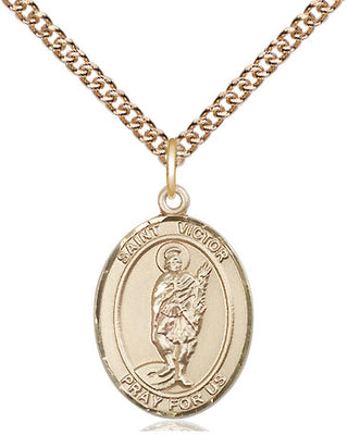 14kt Gold Filled Saint Victor of Marseilles Medal Religious Jewelry Engraved Catholic Saint Jewelry