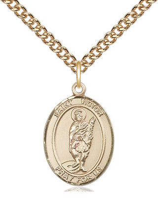 14kt Gold Filled Saint Victor of Marseilles Medal Religious Jewelry Engraved Catholic Saint Jewelry