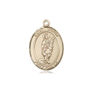 14kt Gold Saint Victor of Marseilles Medal Engraved Catholic Saint Jewelry