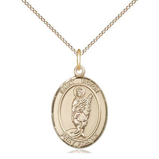 14kt Gold Saint Victor of Marseilles Medal Engraved Catholic Saint Jewelry