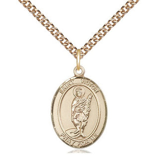 14kt Gold Saint Victor of Marseilles Medal Engraved Catholic Saint Jewelry