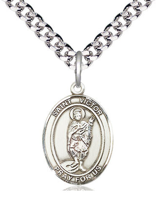 Pewter Saint Victor of Marseilles Medal Religious Jewelry Engraved Catholic Saint Jewelry