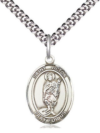 Pewter Saint Victor of Marseilles Medal Religious Jewelry Engraved Catholic Saint Jewelry