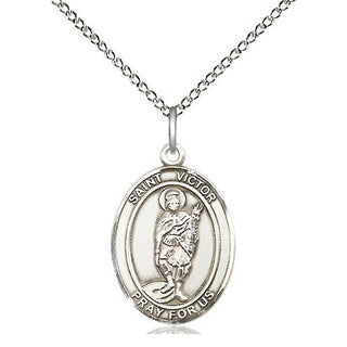 Sterling Silver Saint Victor of Marseilles Medal Religious Jewelry Engraved Catholic Saint Jewelry