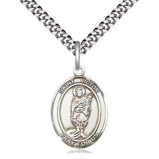 Sterling Silver Saint Victor of Marseilles Medal Religious Jewelry Engraved Catholic Saint Jewelry