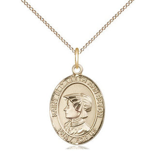 14kt Gold Filled Saint Elizabeth Ann Seton Medal Religious Jewelry Engraved Catholic Saint Jewelry