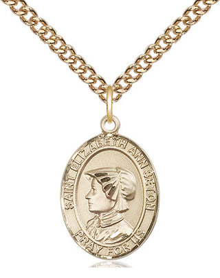 14kt Gold Filled Saint Elizabeth Ann Seton Medal Religious Jewelry Engraved Catholic Saint Jewelry