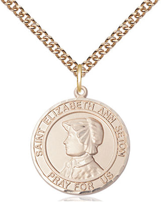 14kt Gold Saint Elizabeth Ann Seton Medal Engraved Catholic Saint Jewelry