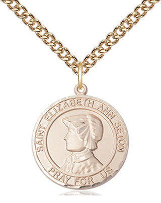14kt Gold Saint Elizabeth Ann Seton Medal Engraved Catholic Saint Jewelry