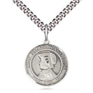 Pewter Saint Elizabeth Ann Seton Medal Religious Jewelry Engraved Catholic Saint Jewelry