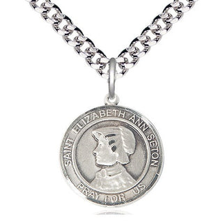 Pewter Saint Elizabeth Ann Seton Medal Religious Jewelry Engraved Catholic Saint Jewelry