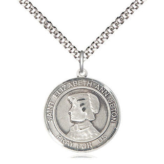 Pewter Saint Elizabeth Ann Seton Medal Religious Jewelry Engraved Catholic Saint Jewelry