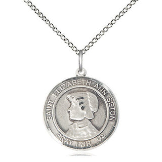 Sterling Silver Saint Elizabeth Ann Seton Medal Religious Jewelry Engraved Catholic Saint Jewelry