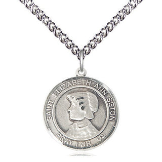 Sterling Silver Saint Elizabeth Ann Seton Medal Religious Jewelry Engraved Catholic Saint Jewelry