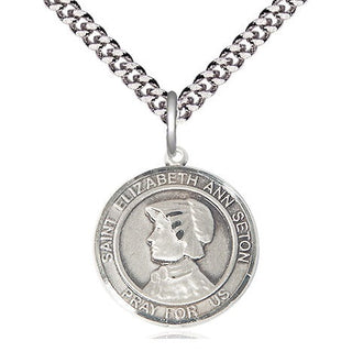Sterling Silver Saint Elizabeth Ann Seton Medal Religious Jewelry Engraved Catholic Saint Jewelry