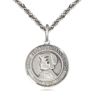 Sterling Silver Saint Elizabeth Ann Seton Medal Religious Jewelry Engraved Catholic Saint Jewelry