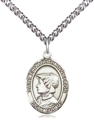 Sterling Silver Saint Elizabeth Ann Seton Medal Religious Jewelry Engraved Catholic Saint Jewelry