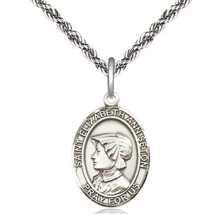 Sterling Silver Saint Elizabeth Ann Seton Medal Religious Jewelry Engraved Catholic Saint Jewelry
