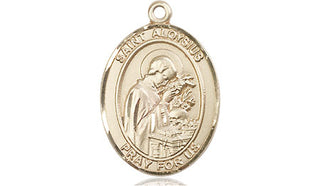 14kt Gold Saint Aloysius Gonzaga Medal Engraved Catholic Saint Jewelry