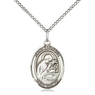 Sterling Silver Saint Aloysius Gonzaga Medal Religious Jewelry Engraved Catholic Saint Jewelry
