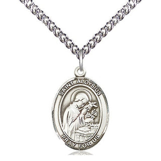 Sterling Silver Saint Aloysius Gonzaga Medal Religious Jewelry Engraved Catholic Saint Jewelry